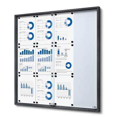 Anthrazit Whiteboard Schaukasten mit Schiebetüren  - 12xA4