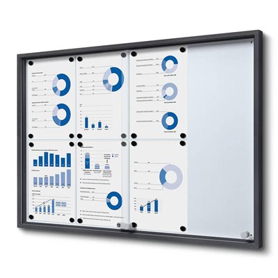 Anthrazit Whiteboard Schaukasten mit Schiebetüren  - 8xA4