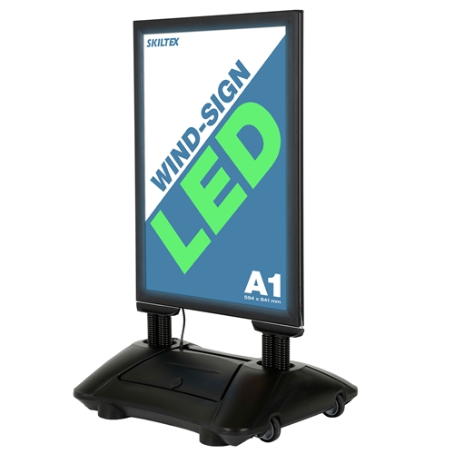 LED Wind-Sign Kundenstopper Schwarz mit Licht - A1