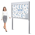 Freistehender Premium LED 18xA4 Whiteboard Außenschaukasten mit Beleuchtung und Erdpfosten