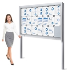 Premium Outdoor Whiteboard Schaukasten mit Pfosten - 21xA4 (Bodenmontage)